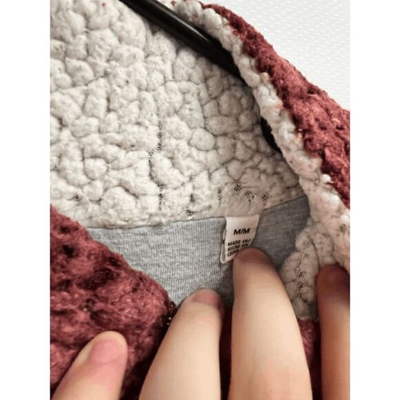 Weatherproof Vintage Womens Frosty Tipped Sherpa 1/4 Zip Sweater Red Size Medium - Picture 2 of 7